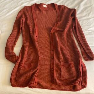 Maison Jules Rust-Colored Long Sweater